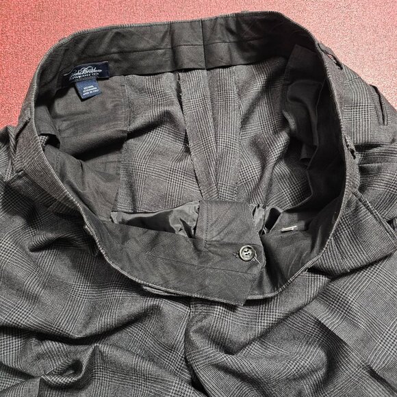 Brooks Brothers Wool-Cashmere Pleated Dress Pants 40x32 Gray Glen Plaid Cuffed - Picture 15 of 15